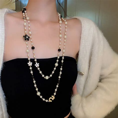 chanel long necklace dupe|chanel knock off necklace.